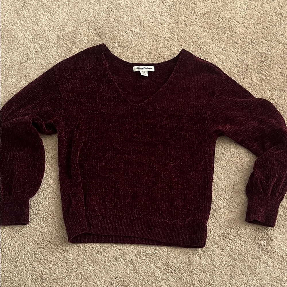 Tommy Bahama V-Neck Chenille Sweater - Deep Wine